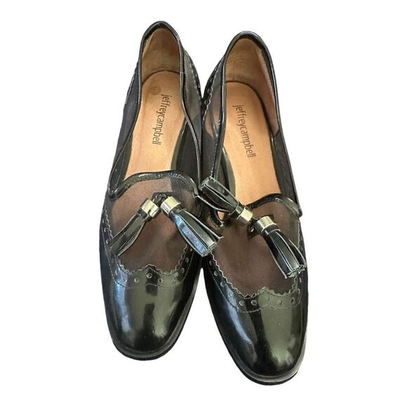 Jeffery Campbell | Patent Leather and Mesh Tassel Closed Toe Oxford Loafer | 6.5 - Picture 3 of 10